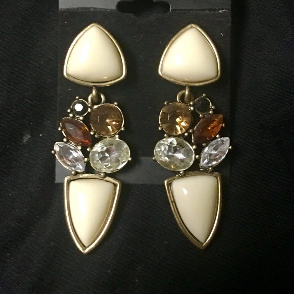 Triangle crystal gold dangle earrings